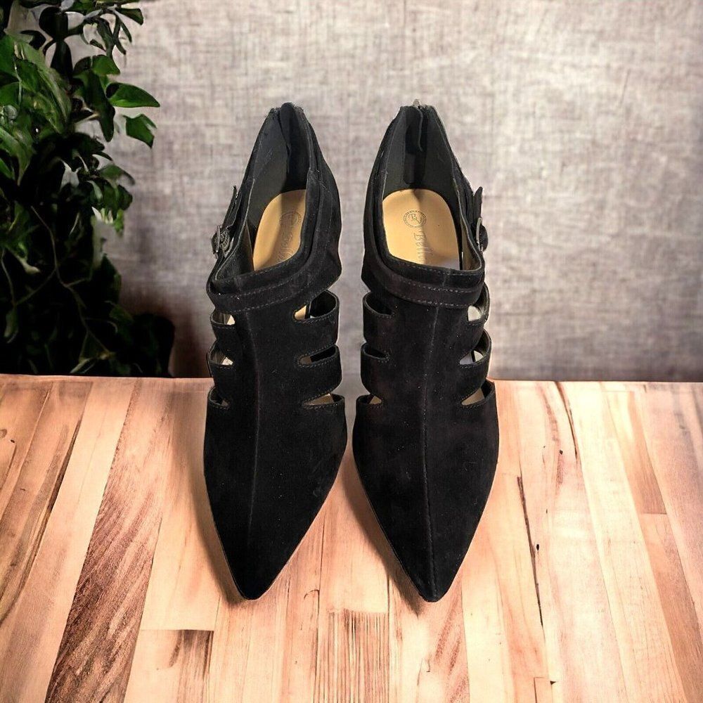 Bella Vita Womens Dylan Black Suede Cutout Ankle Shoes Heels 7.5W 50-6221 - Picture 2 of 6